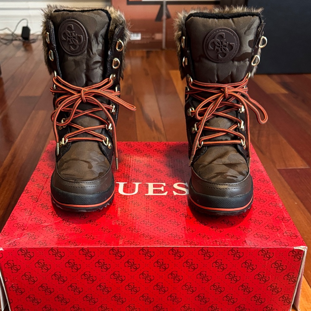 Guess Brown and Black Fur-Lined Boots